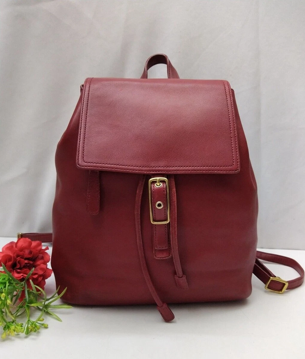 coach red leather backpack