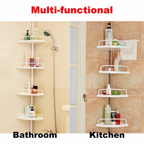 4 Tier Shower Corner Rack Shelf Telescopic Bathroom Kitchen Storage