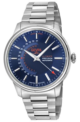 Gevril Men's 49201B Guggenheim Swiss Automatic Stainless Steel Watch New In Box
