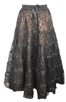 Dark Star Gothic Bronze Satin & Lace Tiered Skirt Victorian Witch Gypsy Freesize Dark Star Gothic Bronze Satin & Lace Tiered Skirt Victorian Witch Gypsy Freesize