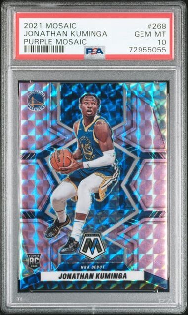 Jonathan Kuminga 2021-22 Panini Mosaic Purple Prizm Rookie Card #268 PSA 10 /49