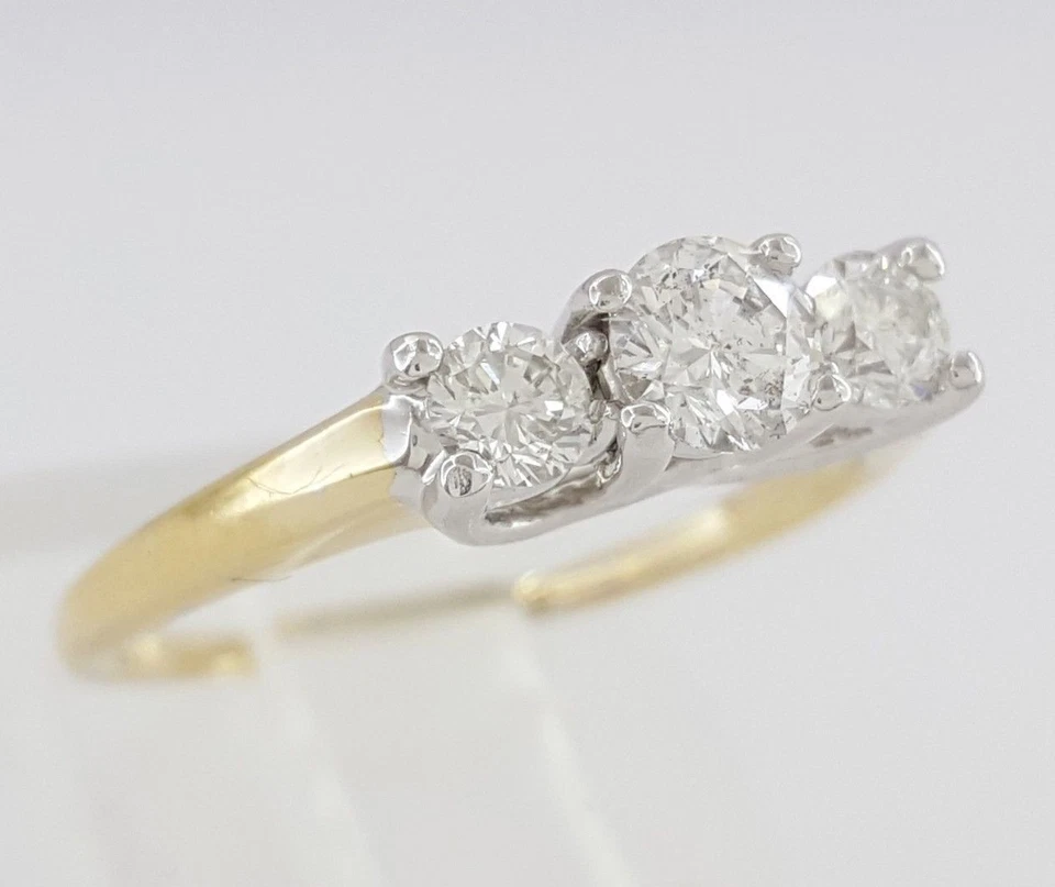 0.50 ct 14K & Platinum Three-Stone Round Cut Diamond Engagement Anniversary Ring - Image 4 of 4