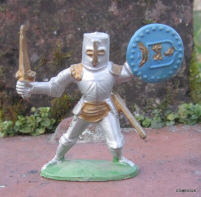 2 Figurines Chevaliers Moyen Âge Vintage CYRNOS - Jouet Ancien STARLUX - Occasion - Idéal Collection