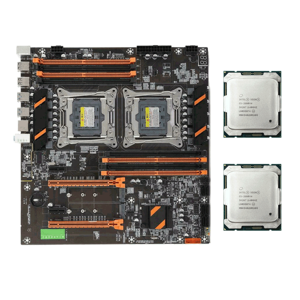 X99 Motherboard ATX Mainboard + 2x Intel Xeon E5-2680 V4 CPU 28 Cores 2.4 GHz X99 Motherboard ATX Mainboard + 2x Intel Xeon E5-2680 V4 CPU 28 Cores 2.4 GHz