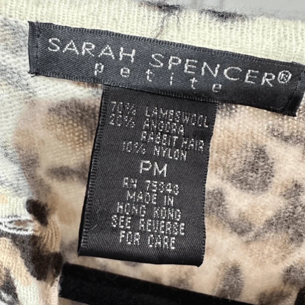Sarah Spencer Women's Lambswool Angora Button Front Cardigan Tan Black Size PM - Image 3 of 4