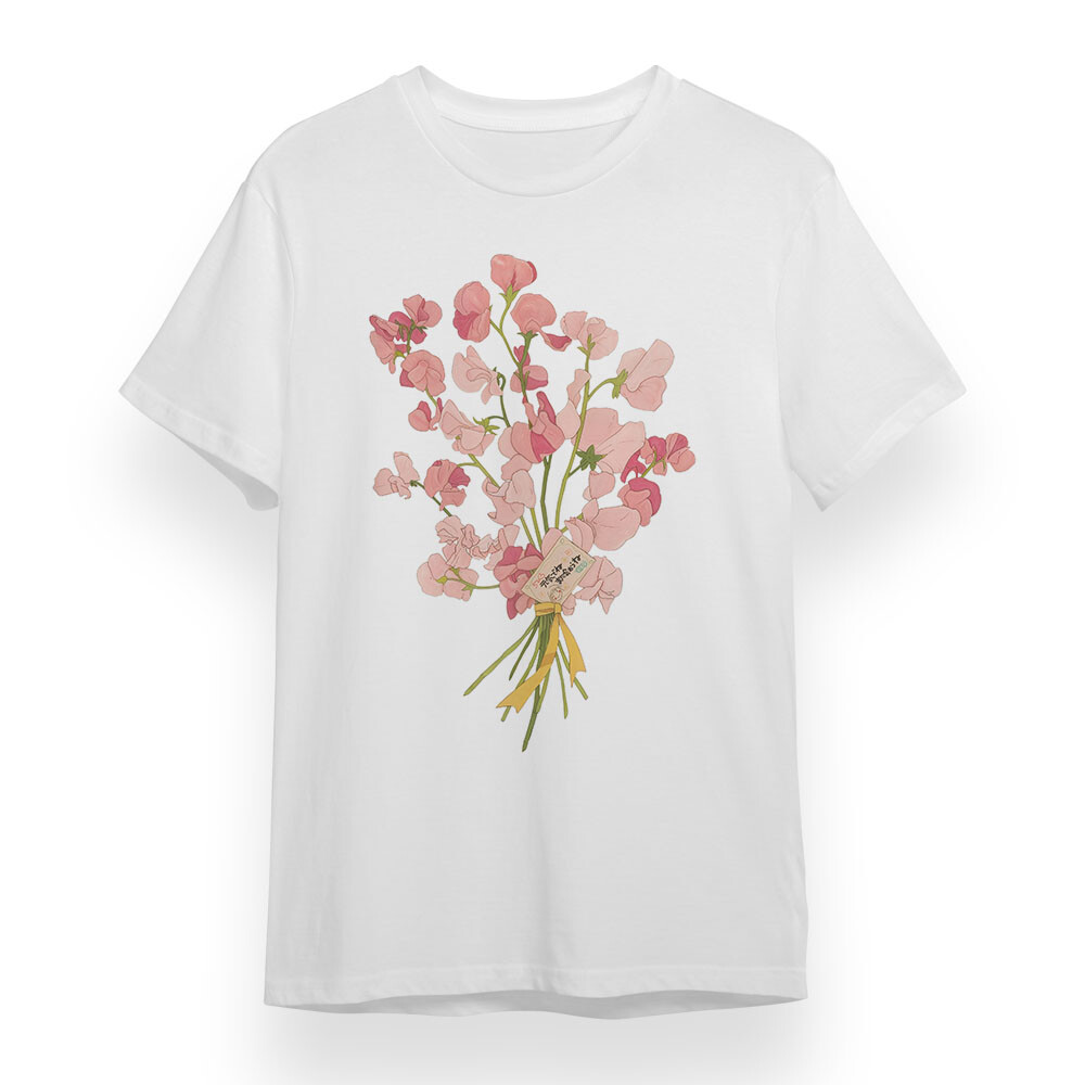Women's T-shirt with Pink Flower Graphic Unisex White 100