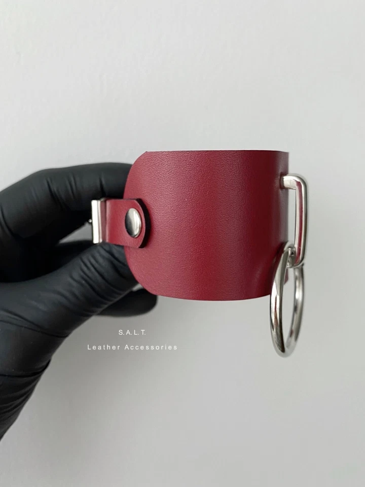 Широкий кожаный браслет с уплотнительным кольцом кожаный браслет наручники - Изображение 2 из 4