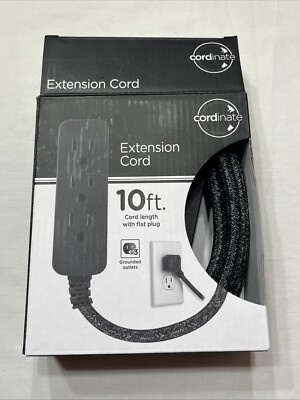 Cordinate Extension Cord With x3 Grounded Outlets 10 Feet Black Read Description