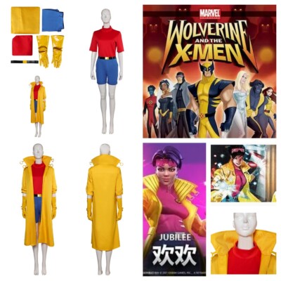 X-Men 97 Jubilee superhero Cosplay Costume Coat Pants Halloween party fullSuit