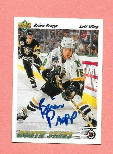 Brain Propp, Minnesota North Stars  signed 91/92 UD  hockey card