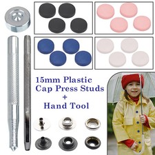 Press Studs 15mm Snap Fasteners with or without Fixing Hand Tool Clothing Bags