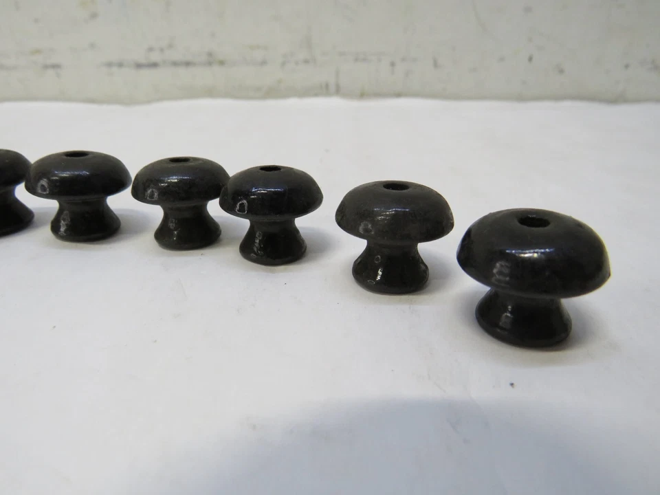 Lot of 10 NOS 1800's Antique small wooden Black Round Drawer Handles knobs pulls - Image 4 of 4