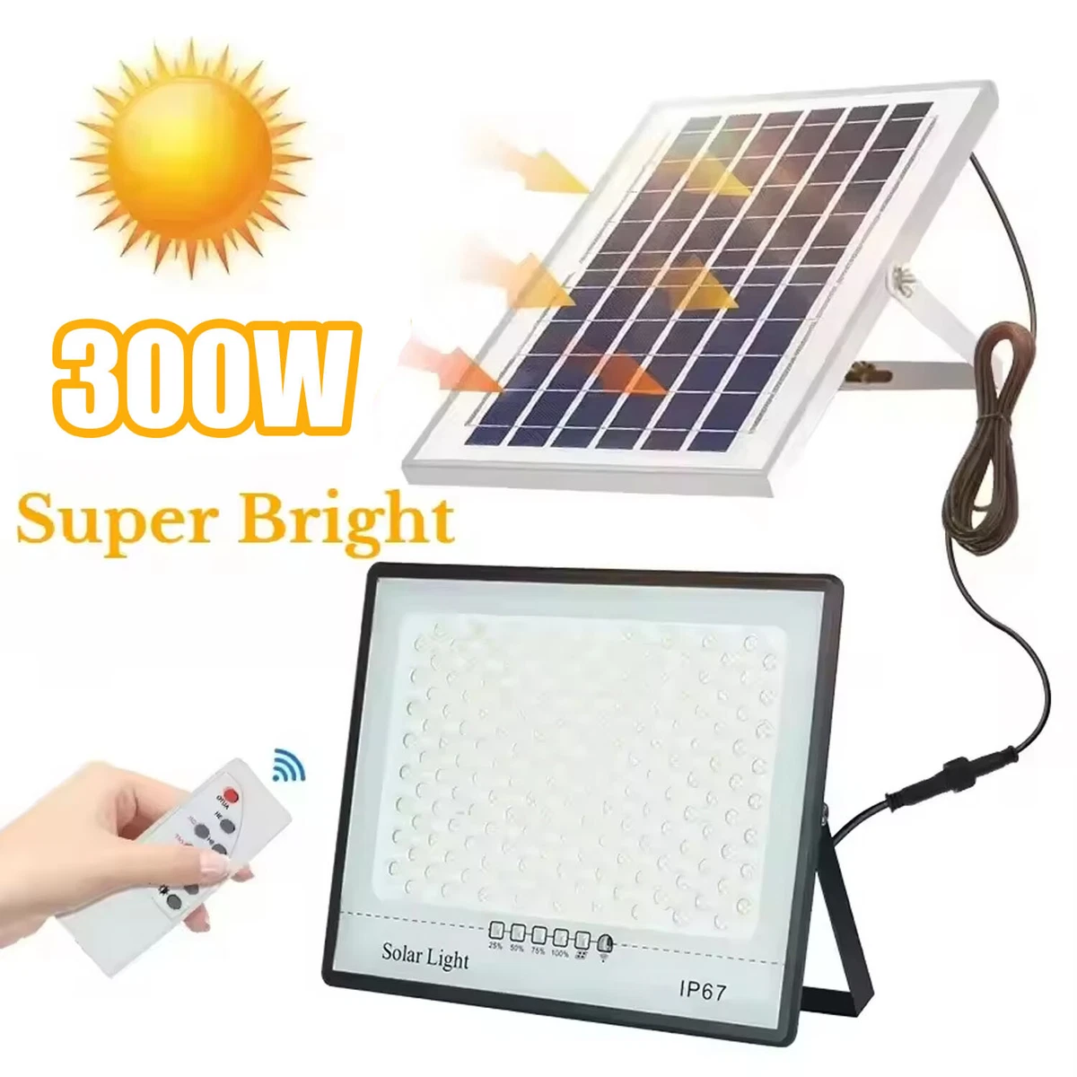 300W LED Solar Flood Lights Outdoor Street Light Dusk to Dawn Flood Wall Lamp