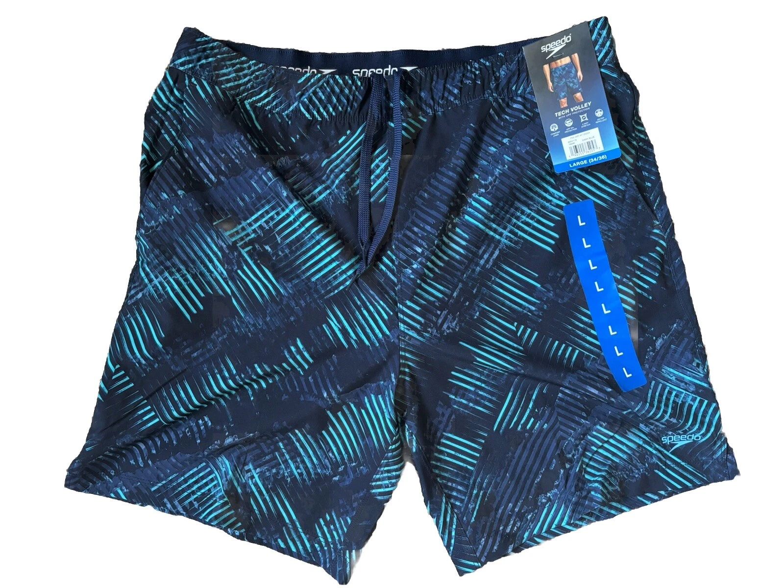 Speedo Men's Hydro Tech Volley Swim Shorts, Dark Blue, Multi Color Flowers
