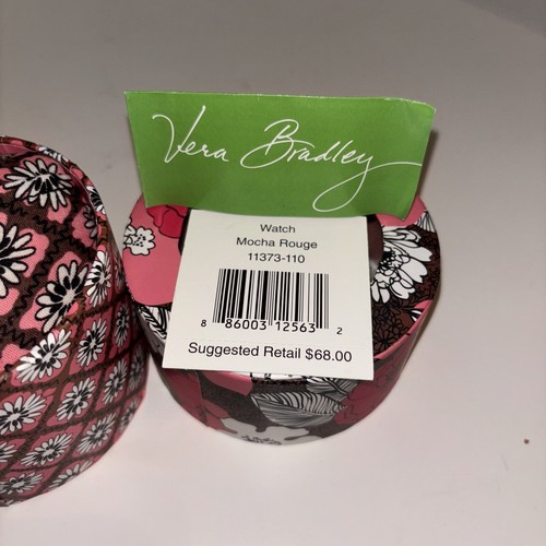 Orologio Vera Bradley Mocha Rosso Cinturino in Pelle Mai Indossato, Necessita di Batteria Nuova Con Scatola - Foto 3 di 8