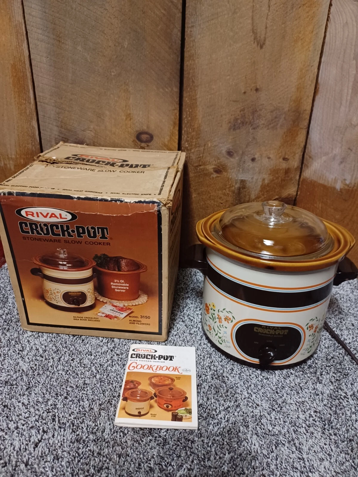 Vintage Retro 70’s Rival Crockpot 3150 Stoneware Slow Cooker 3.5 Quart in Box