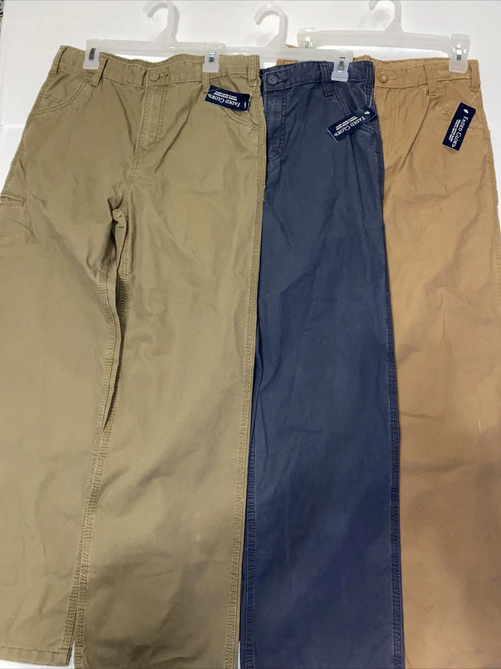New Boys Faded Glory Size 14 Taupe Blue Tan Pants - Image 2 of 4