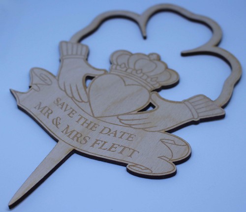 Cake Topper Claddagh Pure Traditional Irish Custom YOUR ENGRAVER Wedding Day - Picture 5 of 5