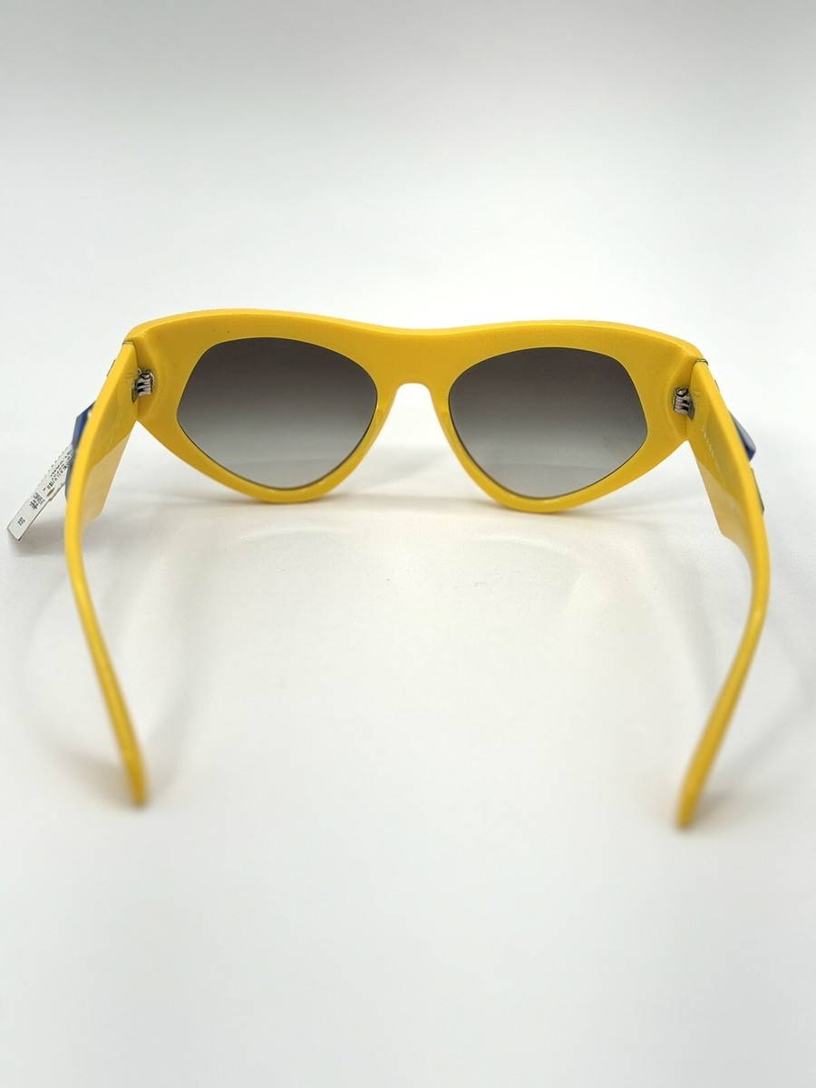 Prada Yellow SPR 21Q Crystal Cat Eye Sunglasses 56-18-140 No
