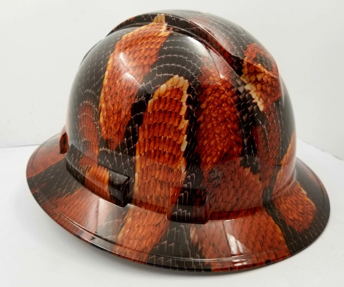 FULL BRIM Hard Hat custom hydro dipped NEW RED BOA SNAKE SKIN ANACONDA NEW