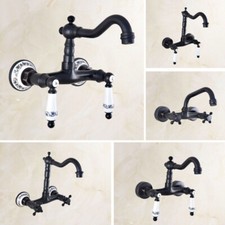 Black Oil Rubbed Brass Kitchen Faucet Bathroom Sink Mixer Tap Wall Mount ezh022