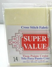 Super Value 14 Count Aida Cross Stitch Fabric - Ivory 12" x 18"