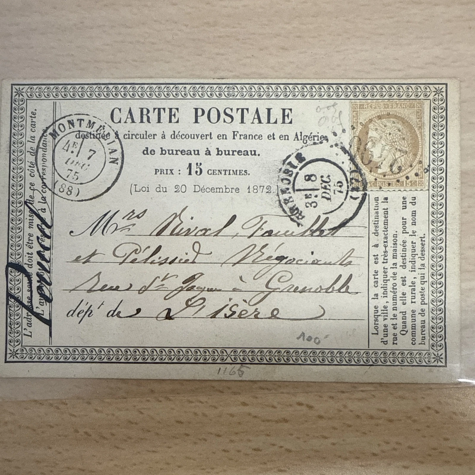 CPA Carte Postale Ancienne Timbre 1872 1873 1874 1875 … À Identifier