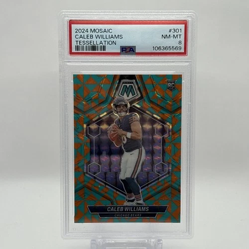 CALEB WILLIAMS 2024 Panini Mosaic Tessellation NFL Debut /15 #289 PSA 8