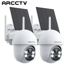 ARCCTV 2-Pack Wireless Solar Security Camera 360°PTZ,4MP Full Color Night Vision