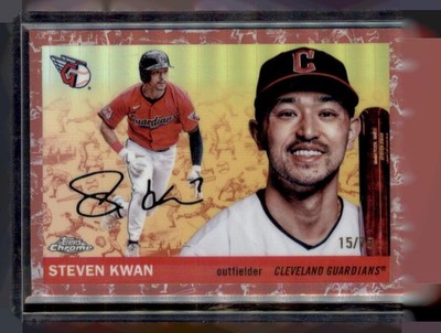 2025 Topps Platinum #81 Steven Kwan Rose Gold Refractor #/75