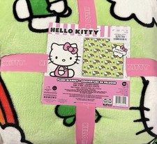 HELLO KITTY Green Rainbow St Patricks Day Throw Blanket : Queen Full