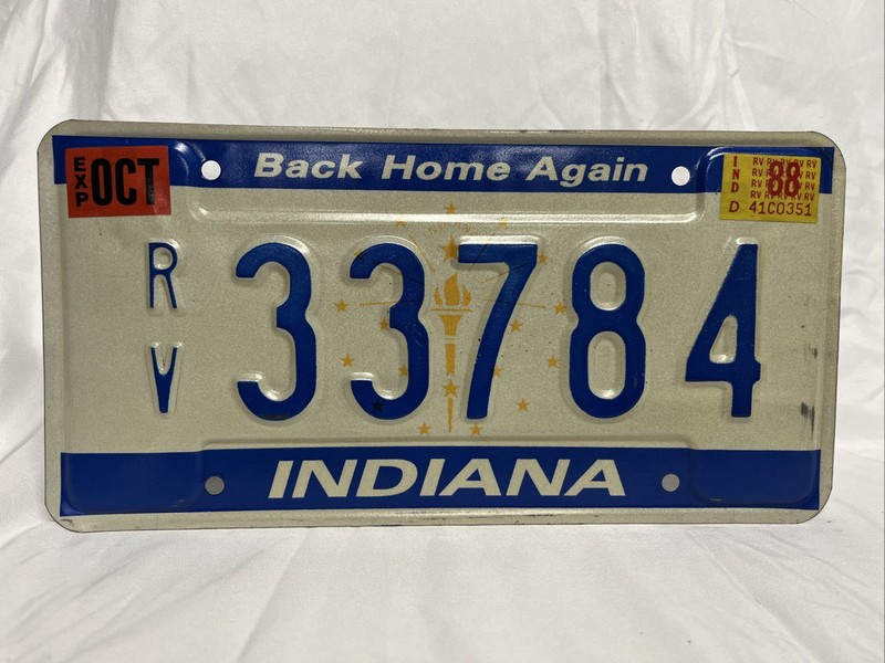 1984 Back Home Again Indiana License Plate