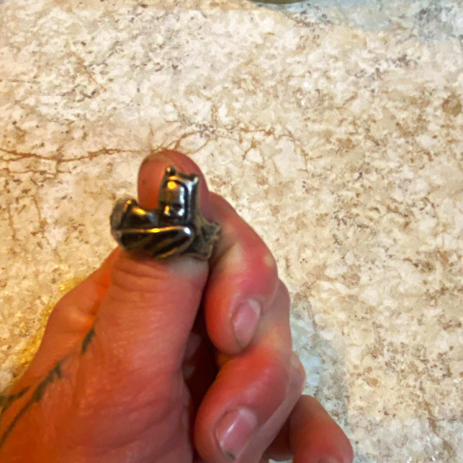 Vintage Silver Tone Chunky Metal Band Ring Size 8 - No Stone, No Gemstones, Ring