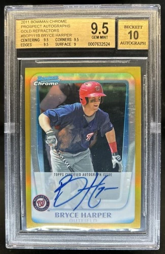 2011 Bowman Chrome Bryce Harper Prospect Auto Gold Refractor #/50 BGS 9.5/10