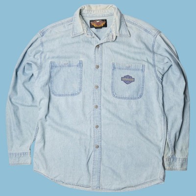 Vintage Harley Davidson 90s Denim Shirt - XL
