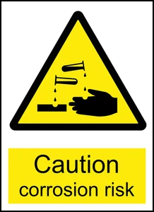 Corrosion Risk Caution Warning Sign Self Adhesive Vinyl Sticker