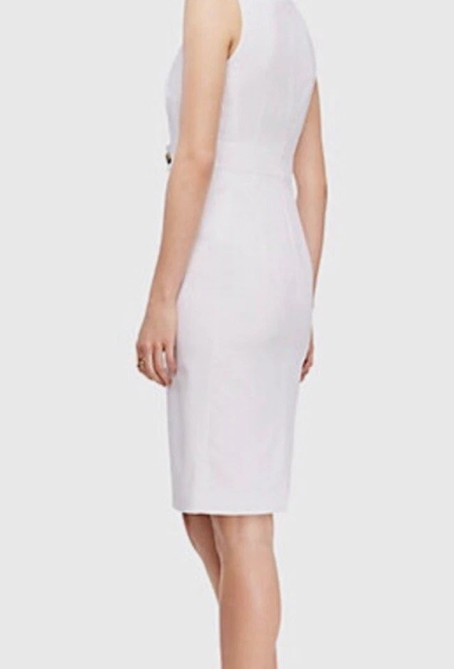 Платье-футляр женское Ann Taylor белое сатин на пуговицах размер 6 без рукавов с подкладкой - Изображение 4 из 4