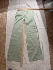 Alice + Olivia Women's Green Deanna Satin High Waist Wide Leg Pants Size 0