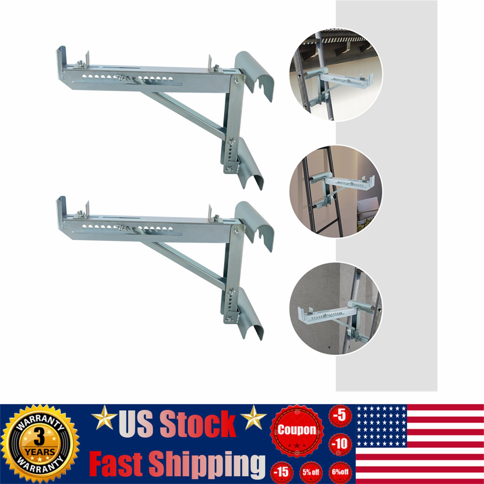 Pair of Heavy Duty Ladder Jacks 661lbs Capacity Scaffolding Bracket 2 Pcs US