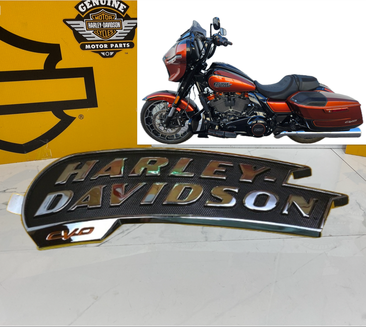 OEM Harley CVO Road Glide Street Glide Fuel Gas Tank Emblem Chrome
