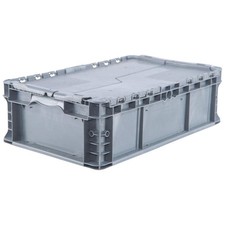 ORBIS NSOA2415-7 GRAY Attached Lid Container,Gray,Solid,HDPE 9CUN3