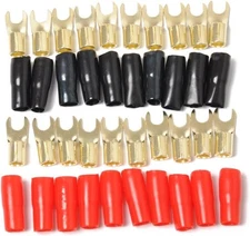 Wakauto 10 Pairs Copper Gold Plated 8 Gauge Strip Spade Terminal As Shown 