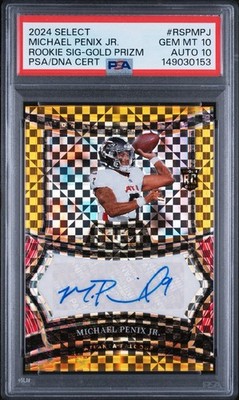 Michael Penix Jr 2024 Select Rookie #RSP-MPJ Gold Prizm /10 PSA 10 AUTO 10