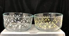 2 Pyrex Silver & Gold Hearts & Arrows Clear Glass Bowls Valentines Day Storage