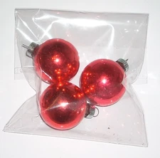 Vintage Shiny Brite Mercury Glass Red 1.75" Christmas Tree Ornaments Lot of 3