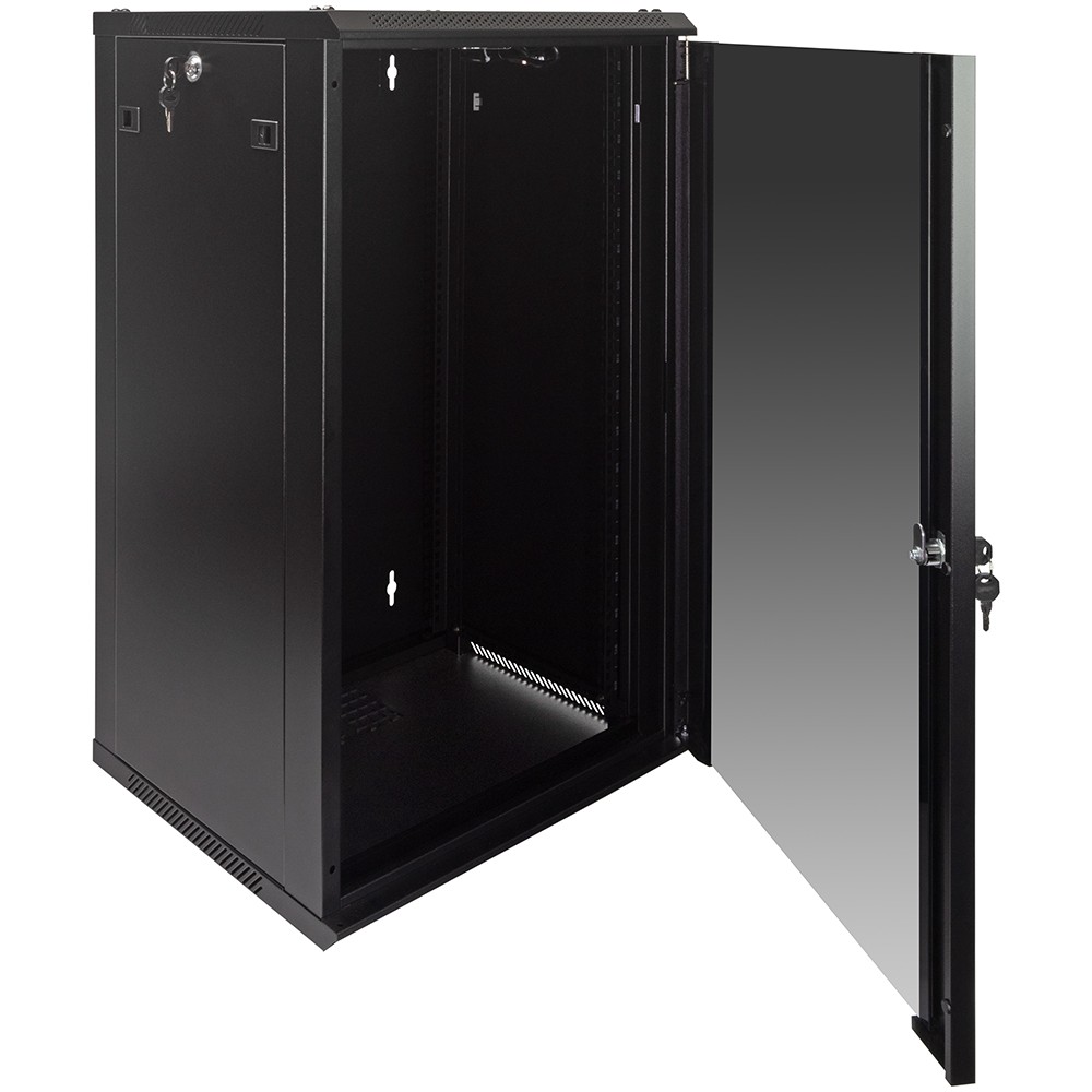 18U Wall Mount Network Server Data Cabinet Enclosure Rack Glass Door Lock w/ Fan