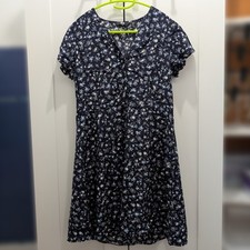 Uniqlo navy floral fit-and-flare mini dress 