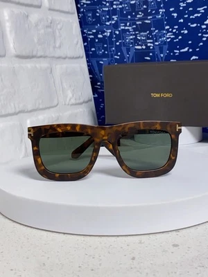 Tom Ford Classic Thick Frame Tortoise Sunglasses with Green Lenses - Image 1 of 4
