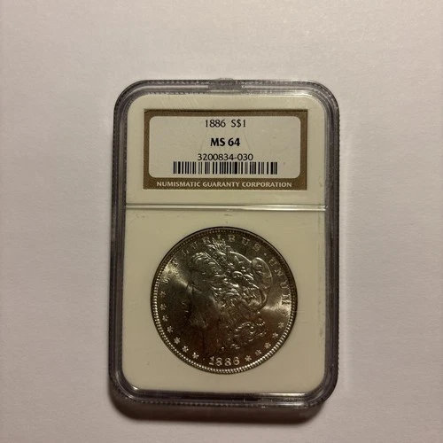 (1) one 1886 Morgan Silver Dollar $1 PCGS MS64 140yrs Old!!