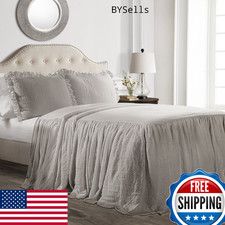 Lush Decor Ruffle Skirt Bedspread Set 3-Piece Luxurious Farmhouse Bedding